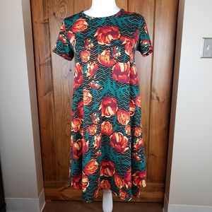 LuLaRoe Carly Tulip Print Hi-Lo Swing Dress sz XXS